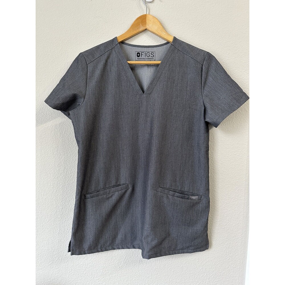 Figs Women's Casma Pockets Medical Scrub Top Grey Healthcare Uniform Work XS
